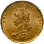 1887 Gold Half-Sovereign Imperfect J DISH L508 NGC MS 65 #5787250-001 (AGW=0.1176 oz.)