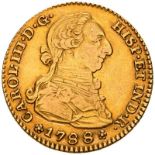 Spain 1788 M Gold 2 Escudos Carlos III (AGW=0.1905 oz.)