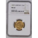 1907 Gold Sovereign NGC MS 62 #6440481-022 (AGW=0.2355 oz.)