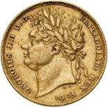 1824 Gold Sovereign About very fine. Scarce (AGW=0.2355 oz.)