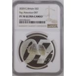 2020 Silver 2 Pounds (1 oz.) James Bond, Pay Attention Proof NGC PF 70 ULTRA CAMEO #6055780-023 Box