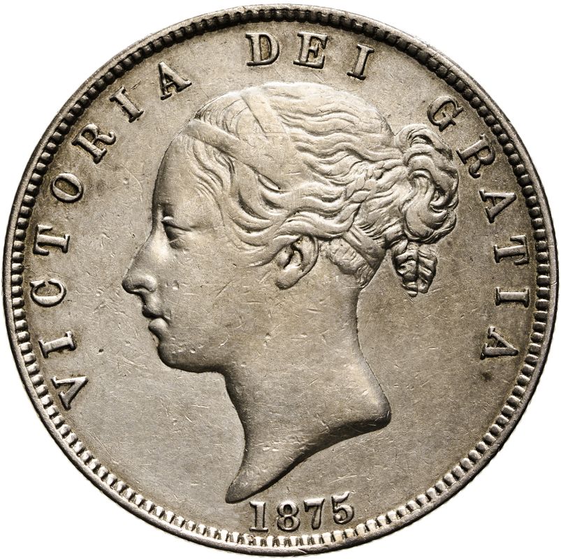 1875 Silver Halfcrown Good very fine, lightly cleaned