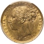 1884 M Gold Sovereign St George; WW Buried PCGS AU58 #43222437 (AGW=0.2355 oz.)