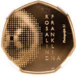 2020 Gold 50 Pence Rosalind Franklin Proof NGC PF 70 ULTRA CAMEO #6028066-003 (AGW=0.4570 oz.)