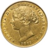 1865 SY Gold Sovereign SEGS AU 55 (AGW=0.2355 oz.)
