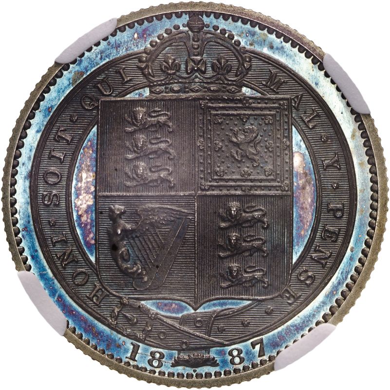 1887 Silver Shilling Shield Proof NGC PF 64+ #6318735-005 - Image 2 of 4