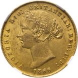 1866 SY Gold Sovereign NGC MS 62 #4220428-014 (AGW=0.2355 oz.)