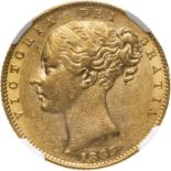 1863 Gold Sovereign No die number NGC AU 55 #4220596-025 (AGW=0.2355 oz.)