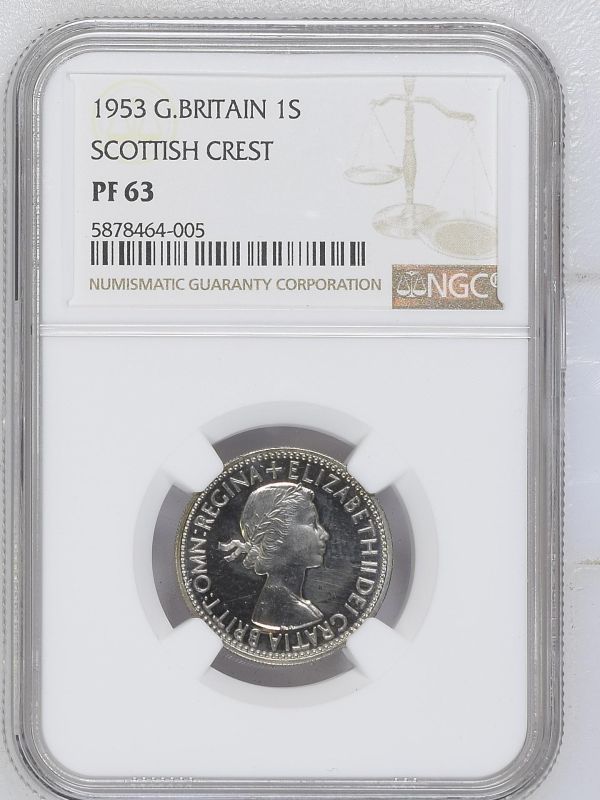 1953 CuproNickel Shilling Scottish Proof NGC PF 63 #5878464-005 - Image 3 of 4