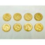 1911 1912 1913 Lot of 8 Gold Half-Sovereigns Various conditions (AGW=0.9412 oz.)