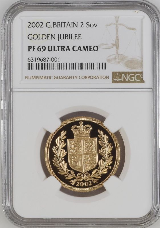 2002 Gold 2 Pounds (Double Sovereign) Golden Jubilee Proof NGC PF 69 ULTRA CAMEO #6319687-001 (AGW=0 - Image 3 of 4