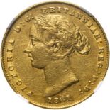 1861 SY Gold Sovereign NGC AU 58 #4323493-001 (AGW=0.2355 oz.)