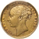 1871 S Gold Sovereign St George; Short Tail. Large B.P. PCGS Genuine - AU Details (92 - Cleaned) #