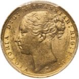 1884 M Gold Sovereign St George; WW Buried PCGS AU55 #43222438 (AGW=0.2355 oz.)
