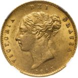 1863 Gold Half-Sovereign No die number NGC AU 58 #4334111-006 (AGW=0.1176 oz.)