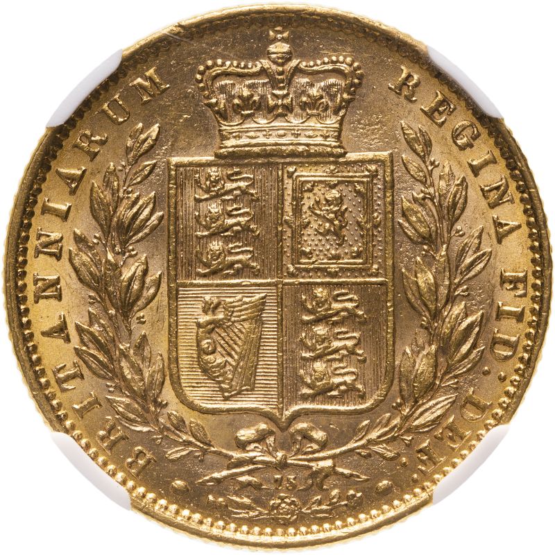 1871 Gold Sovereign Shield NGC MS 62 #6141352-010 (AGW=0.2355 oz.) - Image 2 of 4