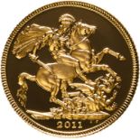 2011 Gold Sovereign Proof Box & COA (AGW=0.2355 oz.)
