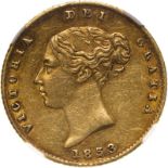 1853 Gold Half-Sovereign NGC AU Details #4334111-002 (AGW=0.1176 oz.)