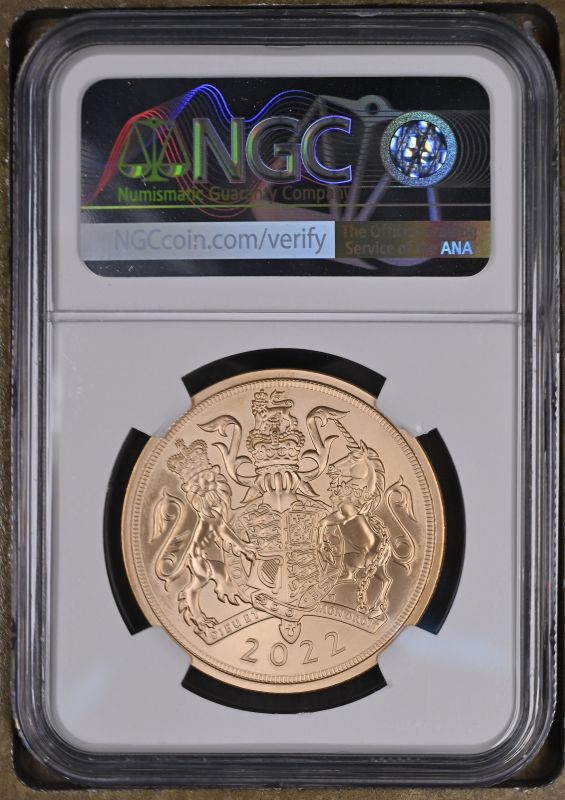 2022 Gold 5 Pounds (5 Sovereigns) Platinum Jubilee Matte BU NGC MS 70 MATTE #6614520-009 Box & COA ( - Image 4 of 4