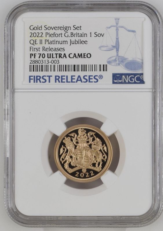 2022 Gold Sovereign Platinum Jubilee Proof Pattern Piedfort NGC PF 70 ULTRA CAMEO #2880313-003 (AGW= - Image 3 of 4