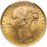 1880 M Gold Sovereign St George; Medium Tail PCGS MS63 #45658415 (AGW=0.2355 oz.)