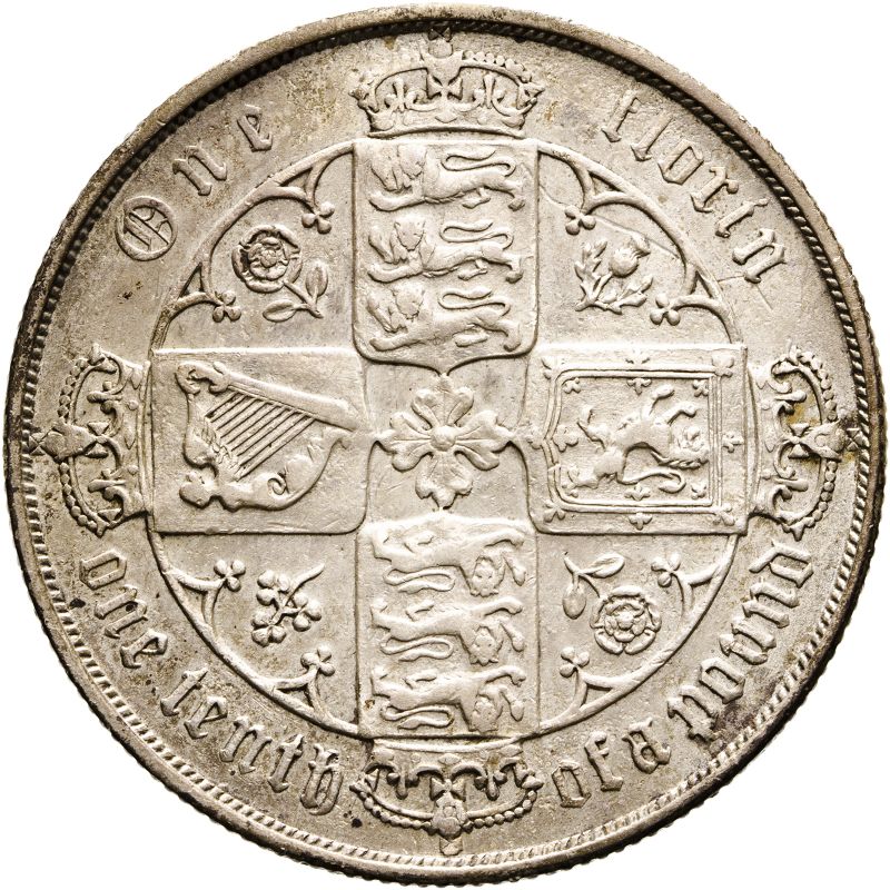 1878 Silver Florin Die Number Good fine, cleaned and retoning - Image 2 of 2
