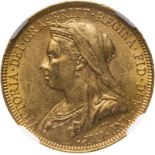 1893 Gold Sovereign NGC MS 60 #6029200-002 (AGW=0.2355 oz.)