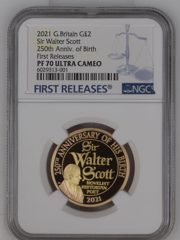 United Kingdom Elizabeth II 2021 Gold 2 Pounds Sir Walter Scott Proof NGC PF 70 ULTRA CAMEO #6029313 - Image 3 of 4