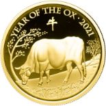 United Kingdom Elizabeth II 2021 Gold 100 Pounds (1 oz.) Year of the Ox Proof Box & COA