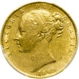 United Kingdom, Victoria, 1860 Gold Sovereign, Large 0, Scarce - PCGS XF 45