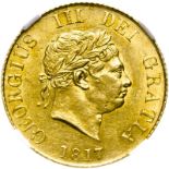 United Kingdom, George III, 1817 Gold Half-Sovereign - NGC MS 61