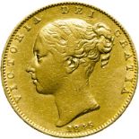 United Kingdom, Victoria, 1845 Gold Sovereign, Spread 4 5, Scarce - Very Fine, Lightly Cleaned