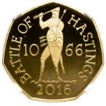 United Kingdom Elizabeth II 2016 Gold 50 Pence Battle of Hastings Proof NGC PF 70 ULTRA CAMEO #48668