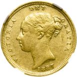 Australia, Victoria, 1887 S Gold Half-Sovereign, Young Head, Scarce - NGC AU 50