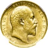 Australia, Edward VII, 1903 M Gold Sovereign - NGC AU 58