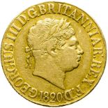 United Kingdom, George III, 1820 Gold Sovereign, Closed 2, Rare - Good Fine
