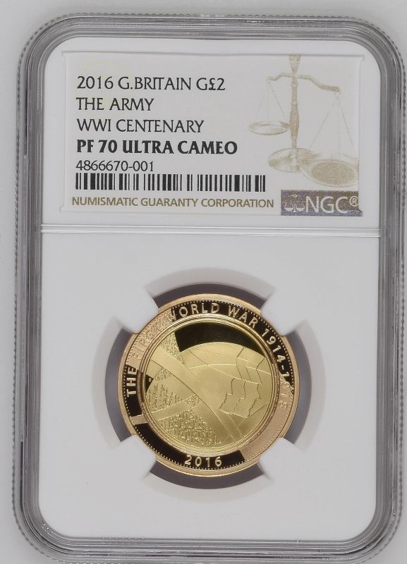 United Kingdom Elizabeth II 2016 Gold 2 Pounds Army Proof NGC PF 70 ULTRA CAMEO #4866670-001 (AGW=0. - Image 3 of 4
