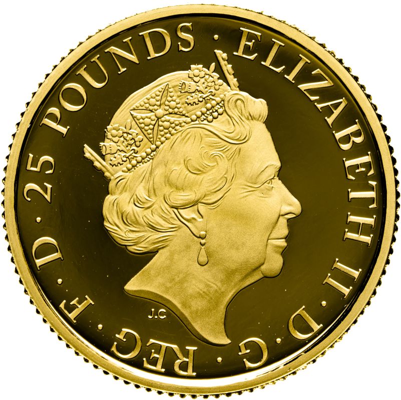 United Kingdom Elizabeth II 2020 Gold 25 Pounds (1/4 oz.) Year of the Rat Proof Box & COA - Image 2 of 3