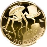 United Kingdom Elizabeth II 2021 Gold 2 Pounds H.G. Wells Proof NGC PF 70 ULTRA CAMEO #5780089-004 (