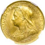 Australia, Victoria, 1900 M Gold Sovereign - NGC MS 63, Equal-Finest