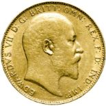 United Kingdom, Edward VII, 1906 Gold Sovereign - About Extremely Fine, Lightly Cleaned