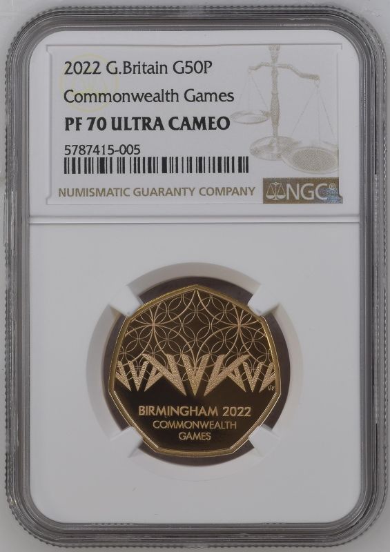 United Kingdom Elizabeth II 2022 Gold 50 Pence Commonwealth Games Proof NGC PF 70 ULTRA CAMEO #57874 - Image 3 of 4