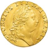 Great Britain, George III, 1789 Gold Guinea - Very Fine, Cleaned, Crimped, Ex. Mount