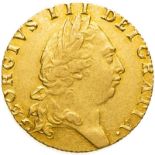 Great Britain, George III, 1791 Gold Guinea, Scarce - About Very Fine, Lightly Cleaned, Ex. Mount