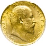Australia, Edward VII, 1910 S Gold Sovereign - PCGS MS 63