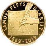 United Kingdom Elizabeth II 2019 Gold 2 Pounds Pepys Proof NGC PF 70 ULTRA CAMEO #6028629-004 (AGW=0