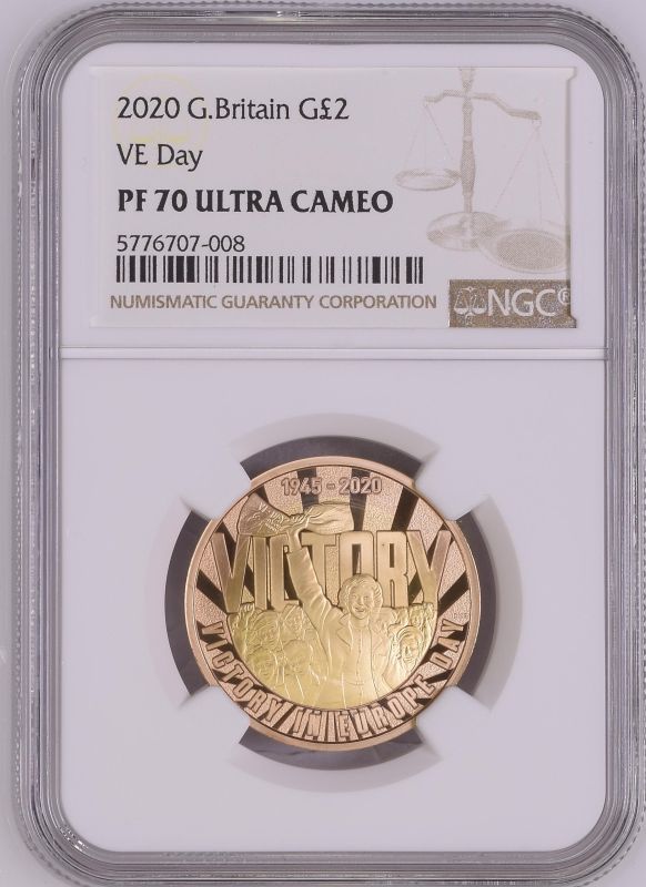 United Kingdom Elizabeth II 2020 Gold 2 Pounds VE Day Proof NGC PF 70 ULTRA CAMEO #5776707-008 (AGW= - Image 3 of 4