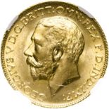 United Kingdom, George V, 1925 Gold Sovereign - NGC MS 66