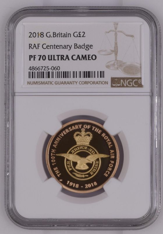 United Kingdom Elizabeth II 2018 Gold 2 Pounds RAF Centenary - Badge Proof NGC PF 70 ULTRA CAMEO #48 - Image 3 of 4