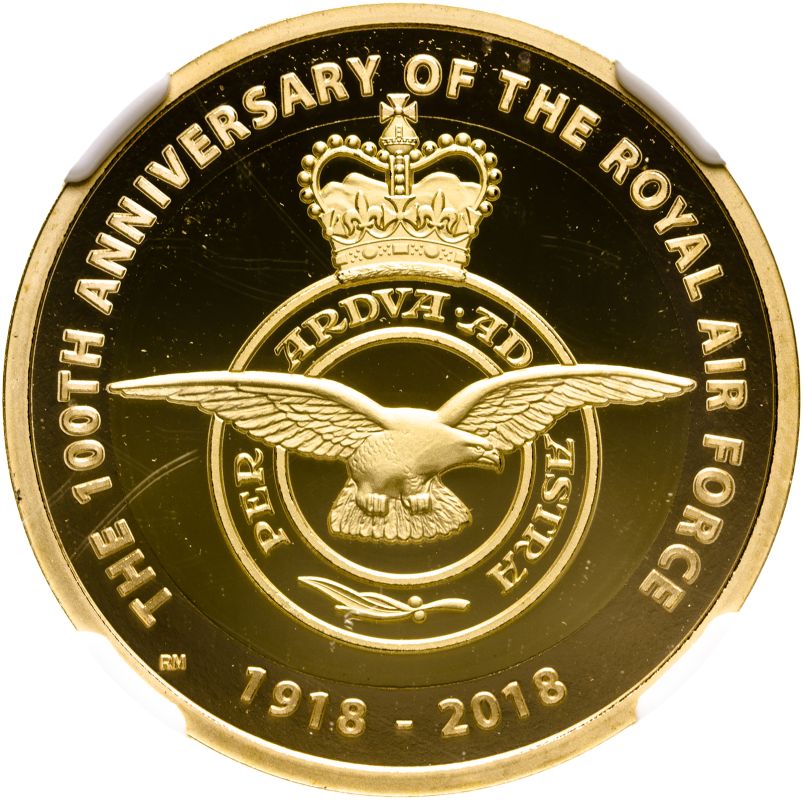 United Kingdom Elizabeth II 2018 Gold 2 Pounds RAF Centenary - Badge Proof NGC PF 70 ULTRA CAMEO #48